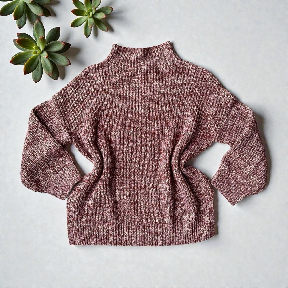 Cupcakes & Cashmere Cotton Shaker Stitch Funnel Neck Sweater - Size Small